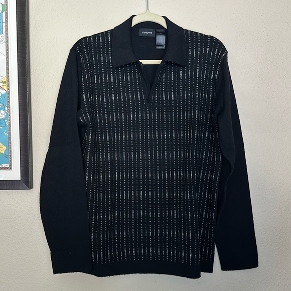 Claiborne Merino Wool Sweater with Zip-up V-Neck Collar, Men’s Medium - Picture 1 of 8